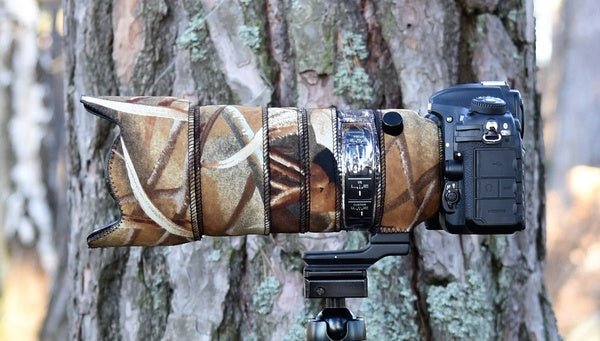 Tamron 70 200 f2.8 Di VC USD G2 Neoprene Cover in Brown Grass Rubber-backed camouflage neoprene fabric