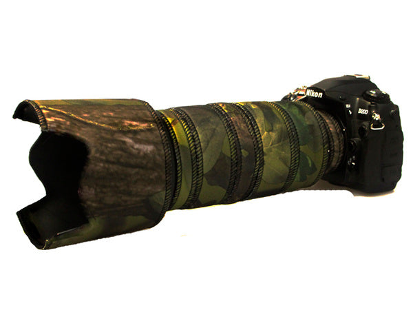 Nikon 80-200mm AFS Neoprene Lens Protection in Forest Standard camouflage neoprene fabric