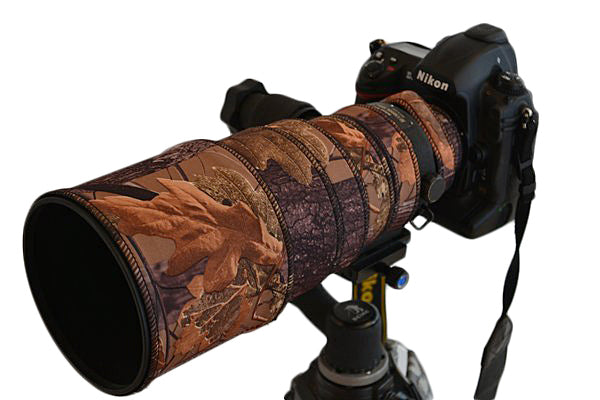 Nikon 300 f2.8 AFi Neoprene Lens Protection Cover in Forest Standard camouflage neoprene fabric