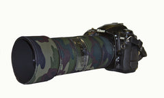 Nikon 70-200mm f4 Neoprene Lens Protection Cover in Forest standard camouflage neoprene fabric