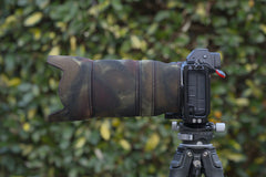Nikon Z 70-180 f2.8 Neoprene lens cover in Moss Rubber-backed camouflage neoprene fabric