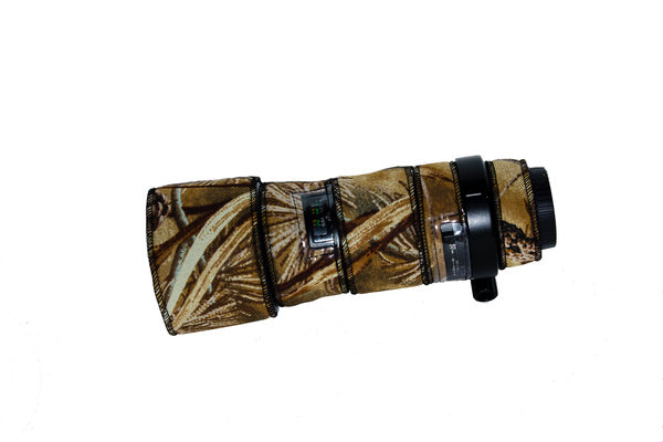 Canon 180mm f3.5L Macro Neoprene Lens Kit in Reed Harvest Rubber-backed camouflage neoprene fabric
