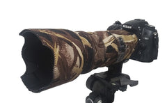 Nikon 70-200mm f2.8 VR Neoprene Lens Cover in Moss Rubber-backed camouflage neoprene fabric
