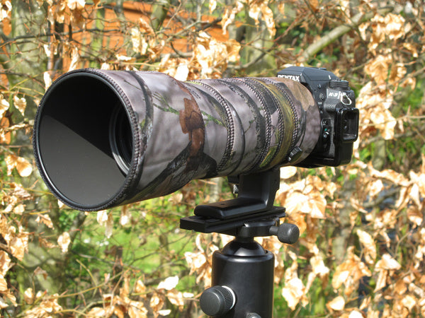 Pentax 560mm f5.6 Neoprene lens protection Oak in Forest Standard camouflage neoprene fabric