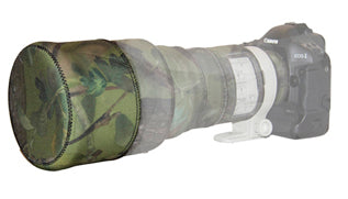 Soft Neoprene lens hood cap Size 4 (14.5 - 15.5cm) in Forest camouflage neoprene fabric